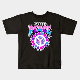 World Peace Sign Pink Blue Kids T-Shirt